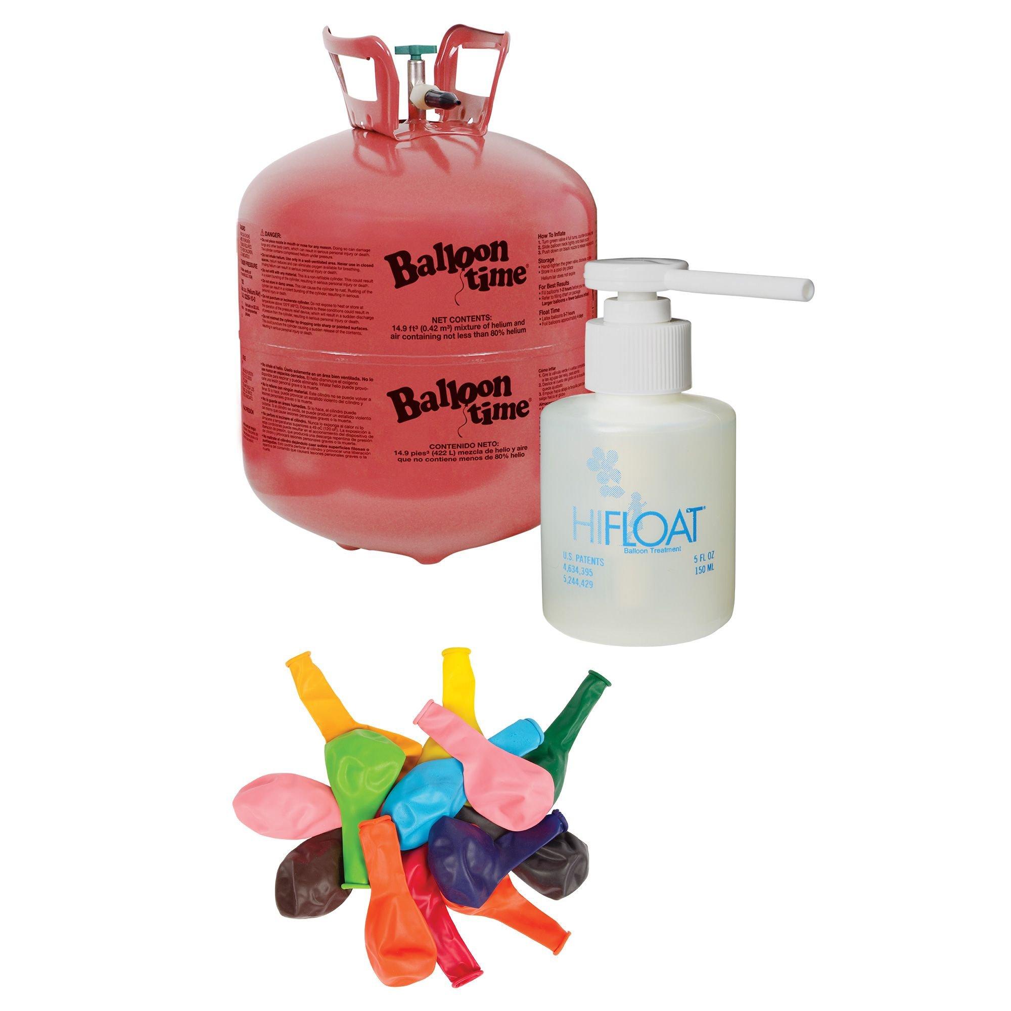 Blue Helium Balloon Tank Kit, 4.98 Cu ft, Includes 20 Balloons and 25 Yards  of Ribbon