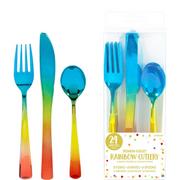 Metallic Rainbow Premium Plastic Cutlery Set 24ct