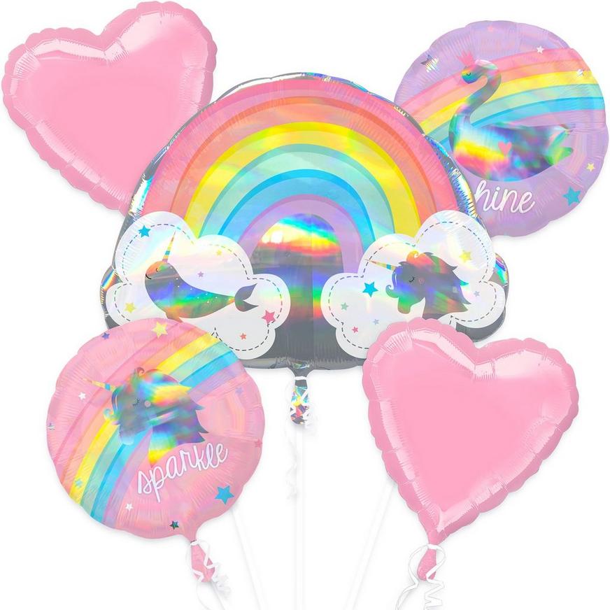 Magical Rainbow Birthday Balloon Bouquet 5pc