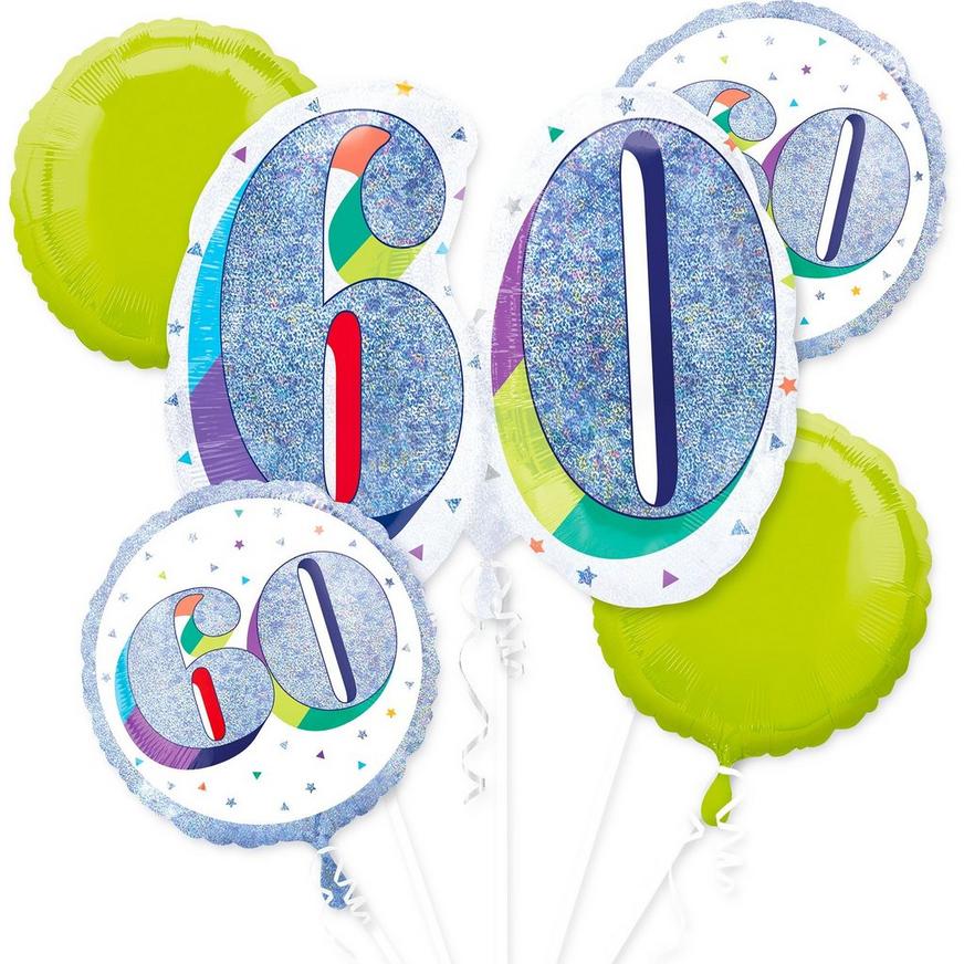 Prismatic Here's to Your 60th Birthday Balloon Bouquet 5pc