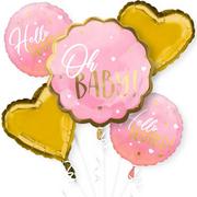 Pink Oh Baby Baby Shower Balloon Bouquet 5pc