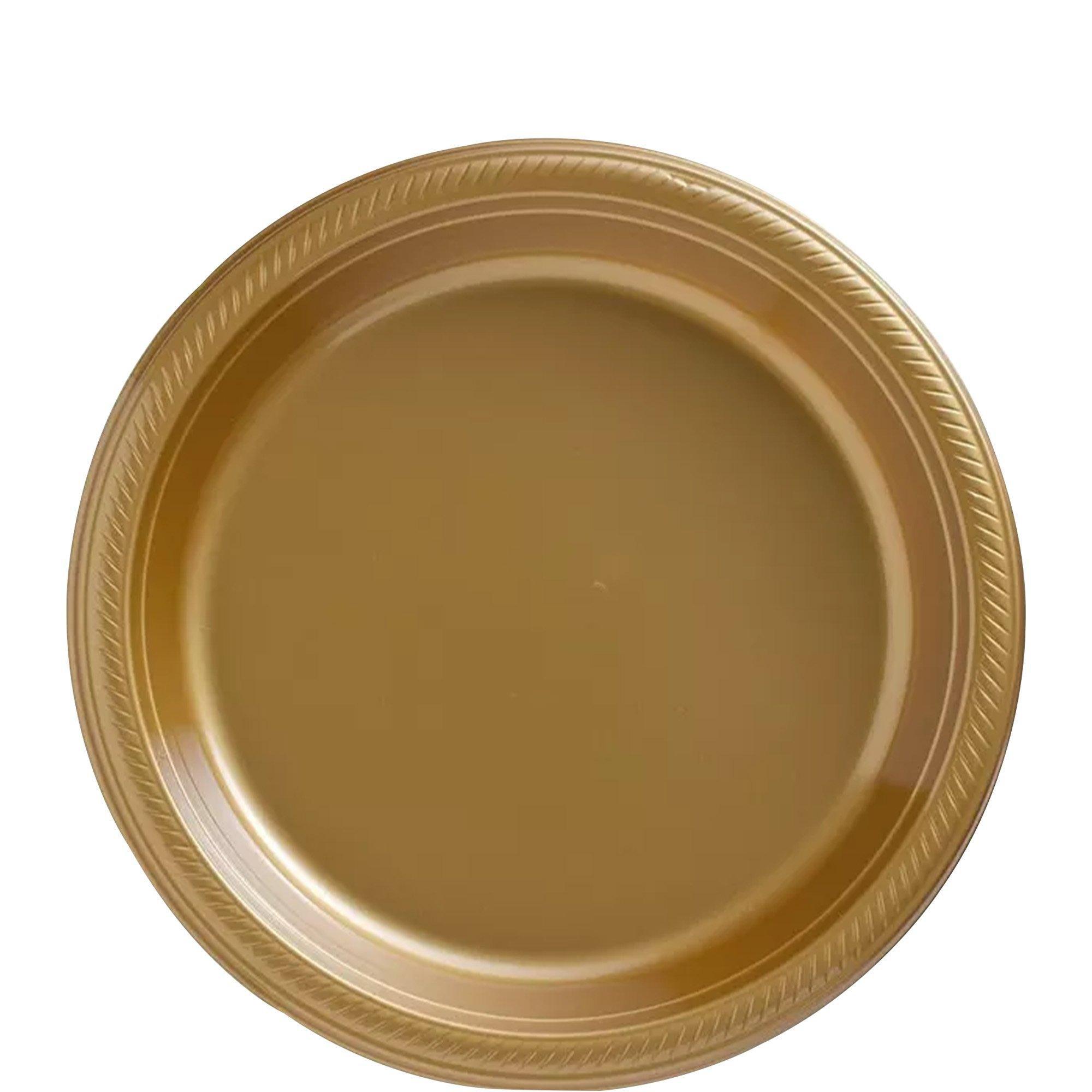 Vanilla & Gold Plastic Tableware Kit for 50 Guests Party City