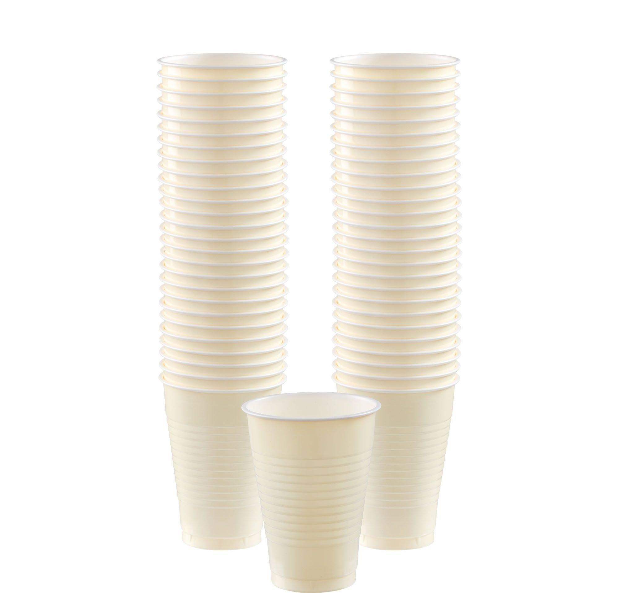 Vanilla & Gold Plastic Tableware Kit for 50 Guests