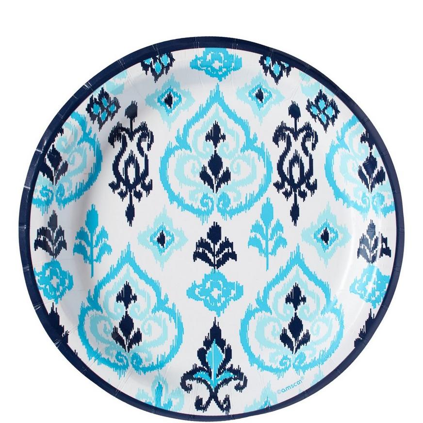 Caribbean Blue Ikat Lunch Plates 8ct
