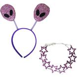 Adult Glitter Purple Alien Costume Accessory Kit