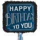 Pull String Blue Happy Birthday Cardstock & Tissue Paper Pinata, 19in x 17.25in