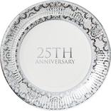 Metallic Silver 25th Anniversary Lunch Plates 8ct