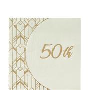 Metallic Gold & White 50th Anniversary Lunch Napkins 16ct
