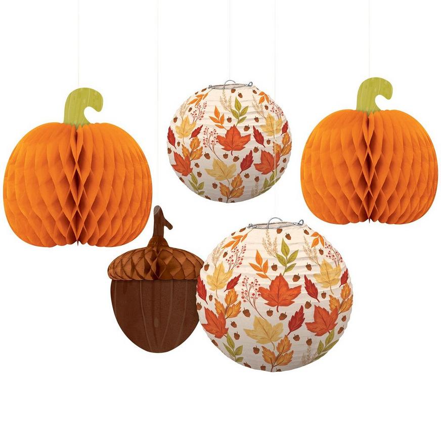 Harvest Fall Honeycomb Decorations & Paper Lanterns 5ct