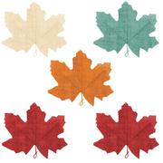 Painted Fall Burlap Leaves 5ct