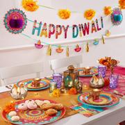 Metallic Gold Happy Diwali Letter Banner with Cutout Banner