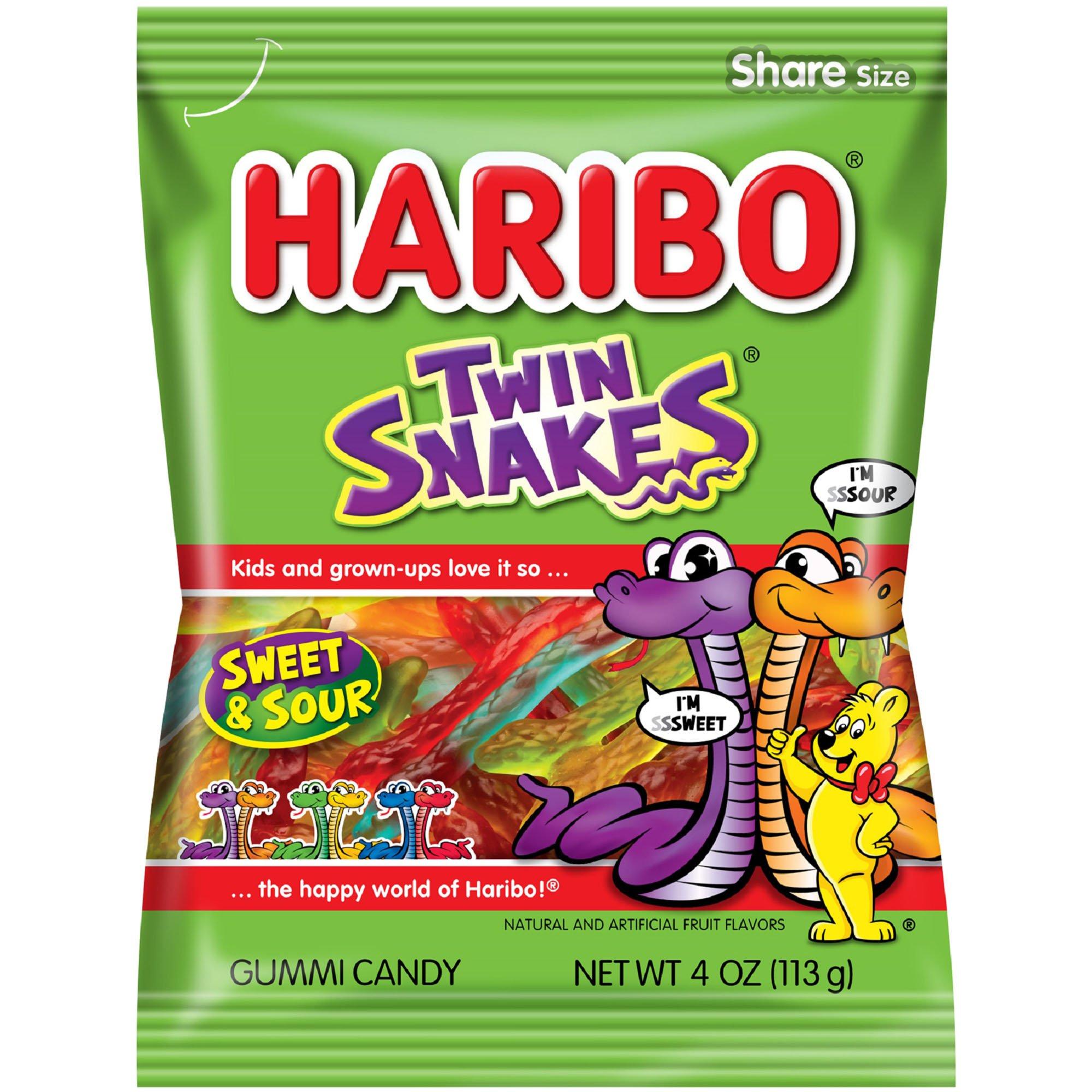 Haribo Twin Snakes Gummi Candy, 4oz