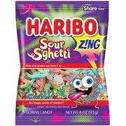 Haribo Z!NG Sour S'ghetti Gummi Candy, 4oz - Strawberry, Blueberry & Green Apple