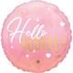 Metallic Gold, Pink & White Hello World Balloon