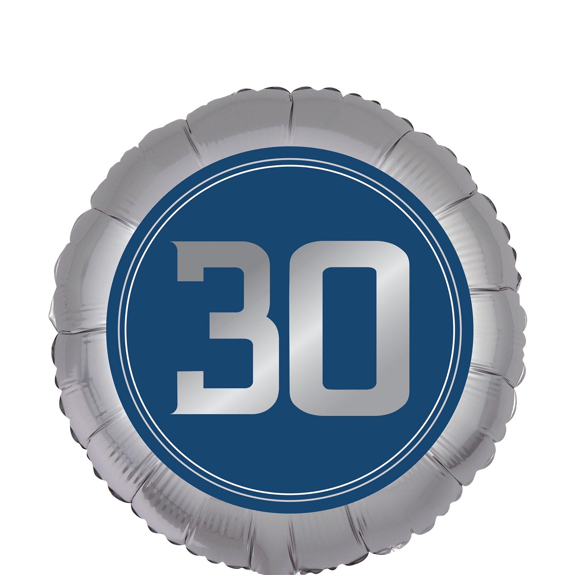 30 Milestone Birthday Foil Balloon, 18in - Happy Birthday Classic
