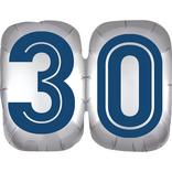 30 Milestone Birthday Foil Balloon, 25in x 20in - Happy Birthday Classic