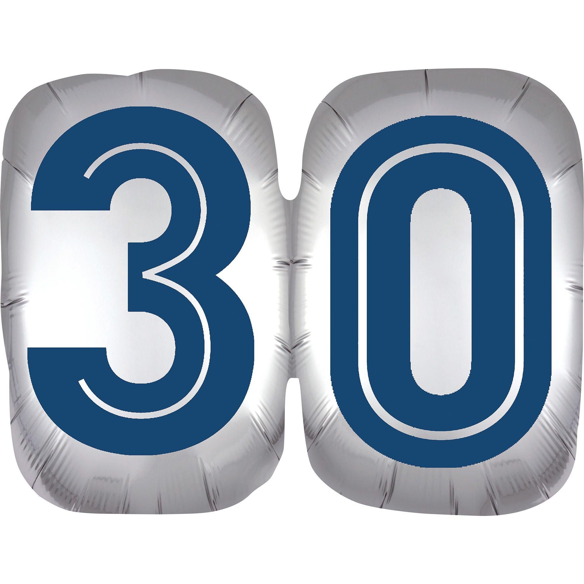30 Milestone Birthday Foil Balloon, 25in x 20in - Happy Birthday Classic