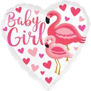 Flamingo Baby Girl Heart Balloon, 17in