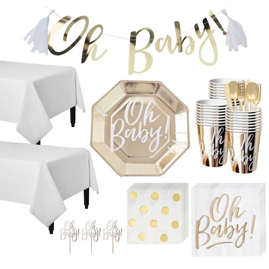 Oh Baby Baby Shower Tableware Kit for 32 Guests