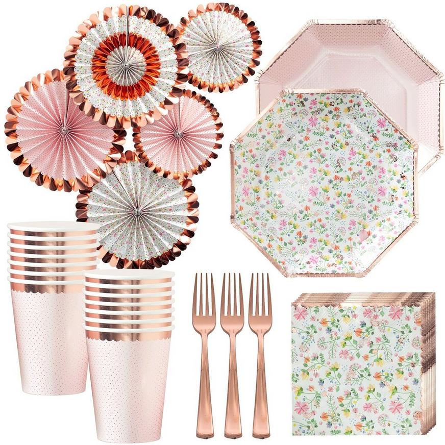 Ginger Ray Floral & Rose Gold Party Kit for 16 Guests