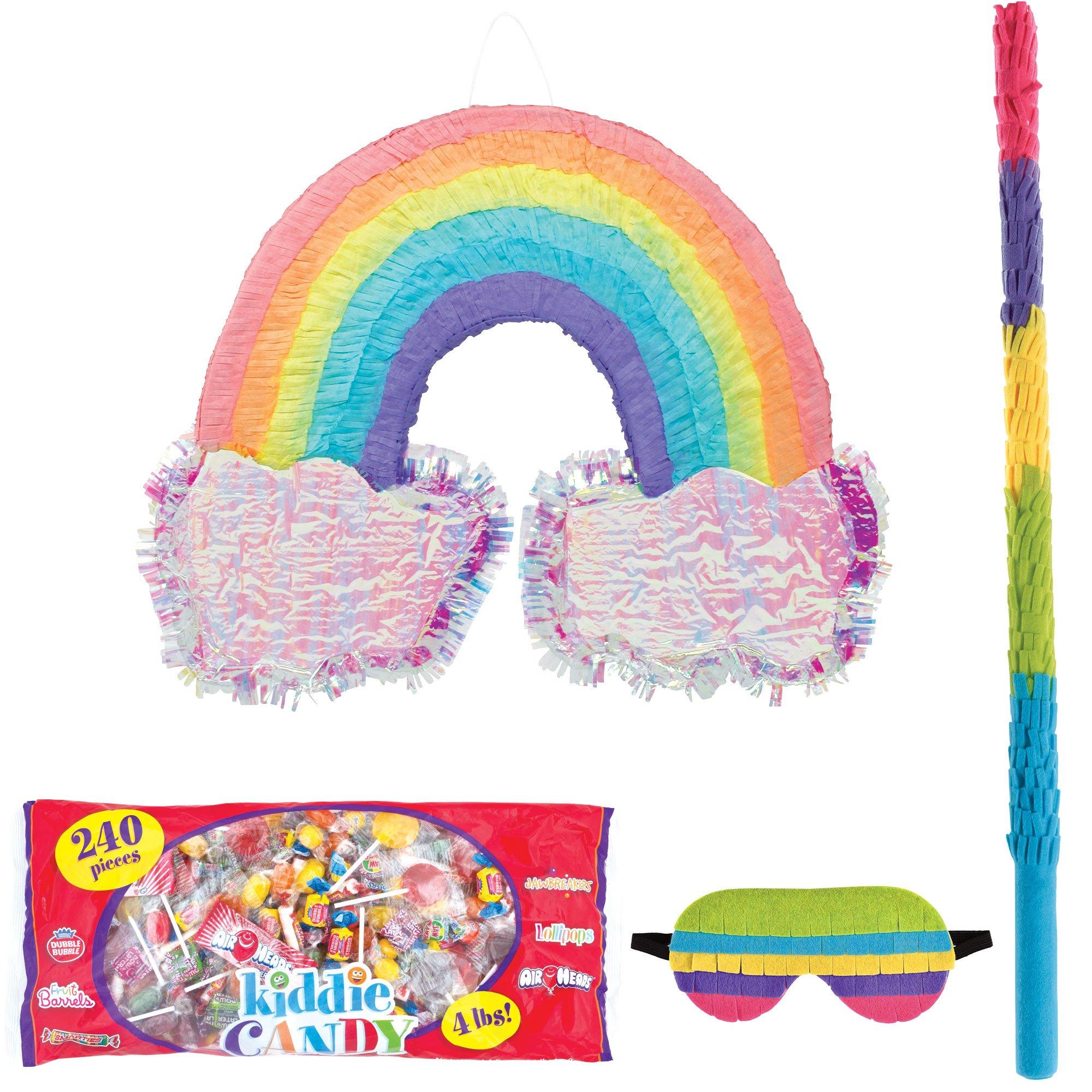 Large Number 1 Rainbow Pastel Pinata for Girl's Birthday Party