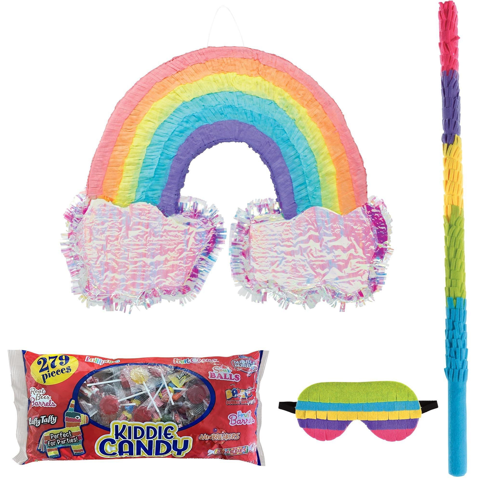 Large Number 1 Rainbow Pastel Pinata for Girl's Birthday Party