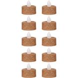 Glitter Rose Gold Tealight Flameless LED Candles 10ct