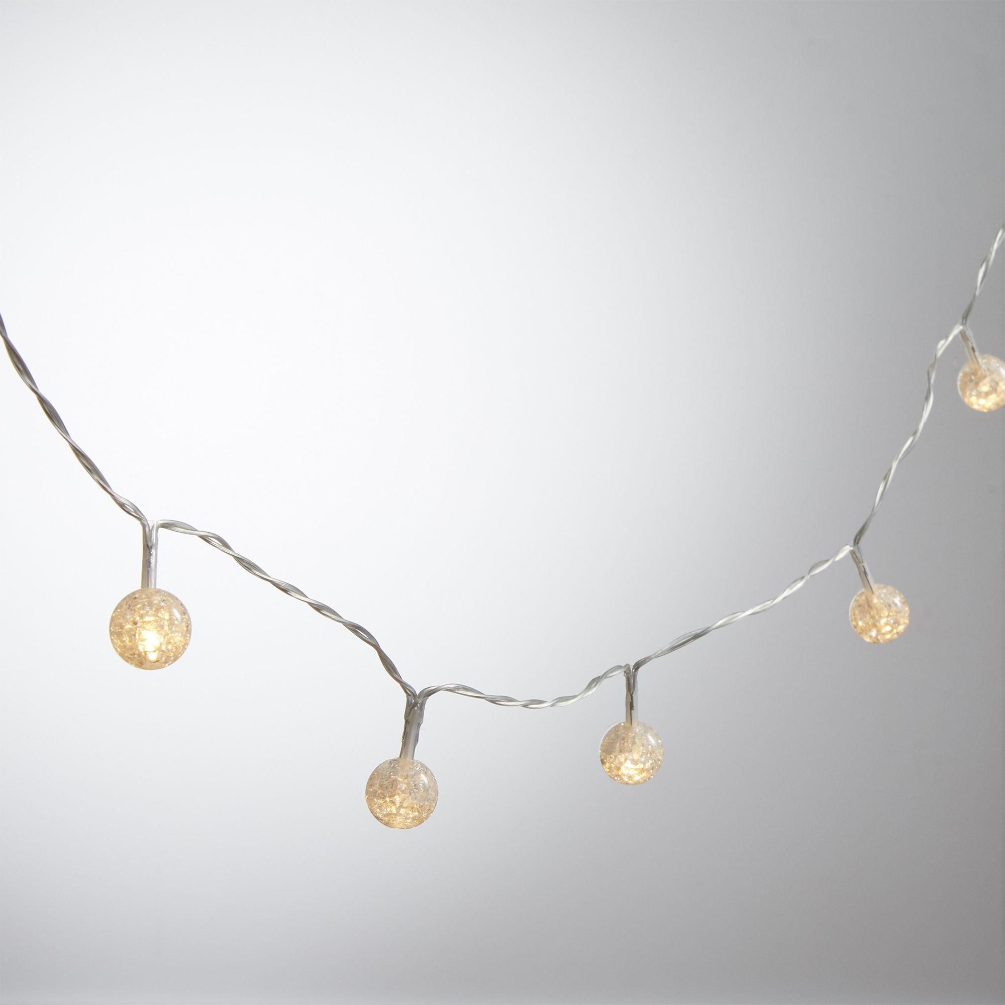 Mini White Crackle Globe LED String Lights 4 1/4ft Party City