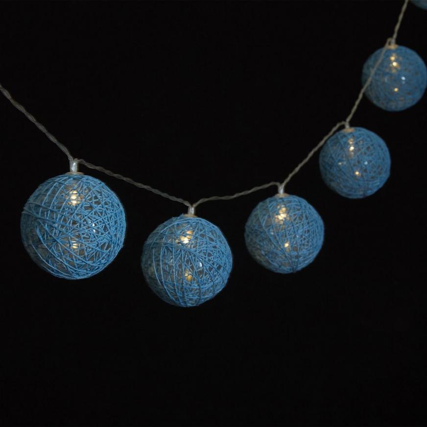 Blue Woven Ball LED String Lights