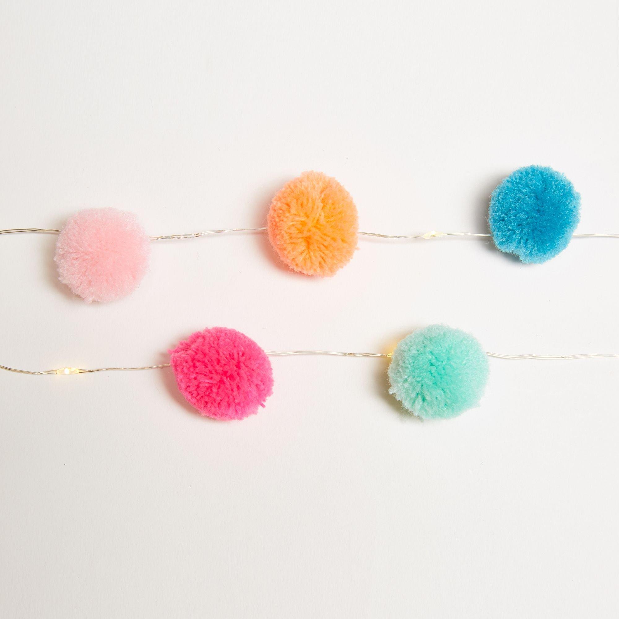 indad de Fortryd Colorful Pom-Pom LED String Lights 4ft | Party City