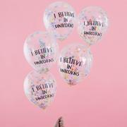 5ct, Ginger Ray Unicorn Confetti Balloons