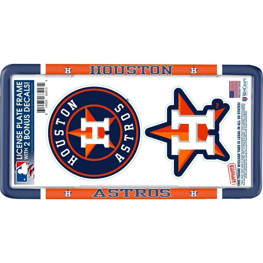 Houston Astros License Plate Frame with Decals 3pc