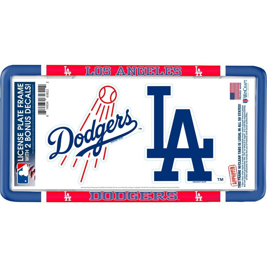 Los Angeles Dodgers License Plate Frame with Decals 3pc