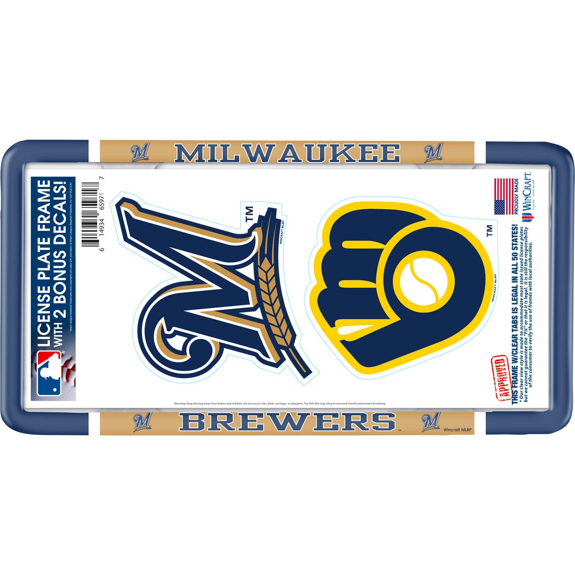 Milwaukee Brewers License Plate Frame with Decals 3pc | Party City