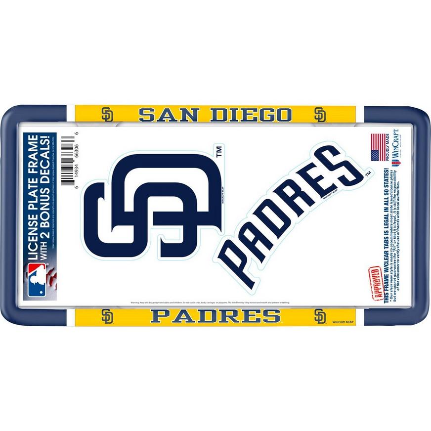 San Diego Padres License Plate Frame with Decals 3pc