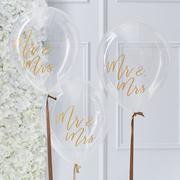 5ct, Ginger Ray Gold Mr. & Mrs. Balloons
