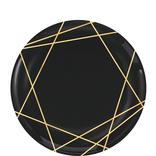 Black Metallic Gold Line Premium Plastic Dessert Plates 20ct