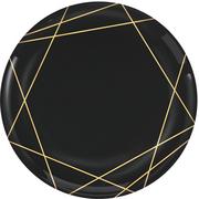 Black Metallic Gold Line Premium Plastic Dinner Plates 10ct