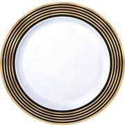 Black & Metallic Gold Stripe Premium Plastic Dinner Plates 10ct