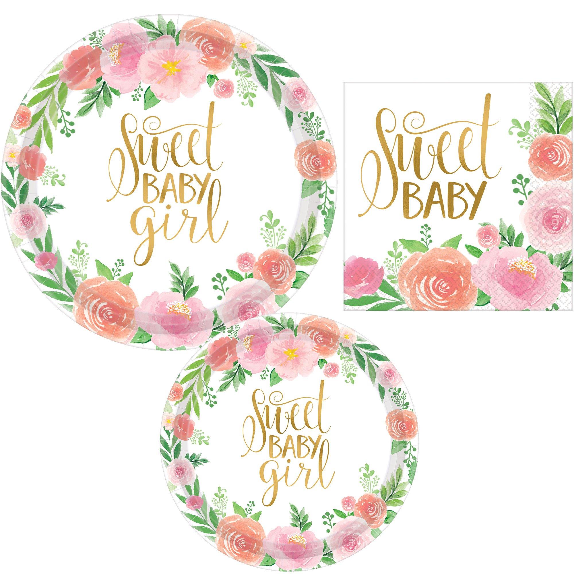 Boho Girl Baby Shower Tableware Kit for 16 Guests