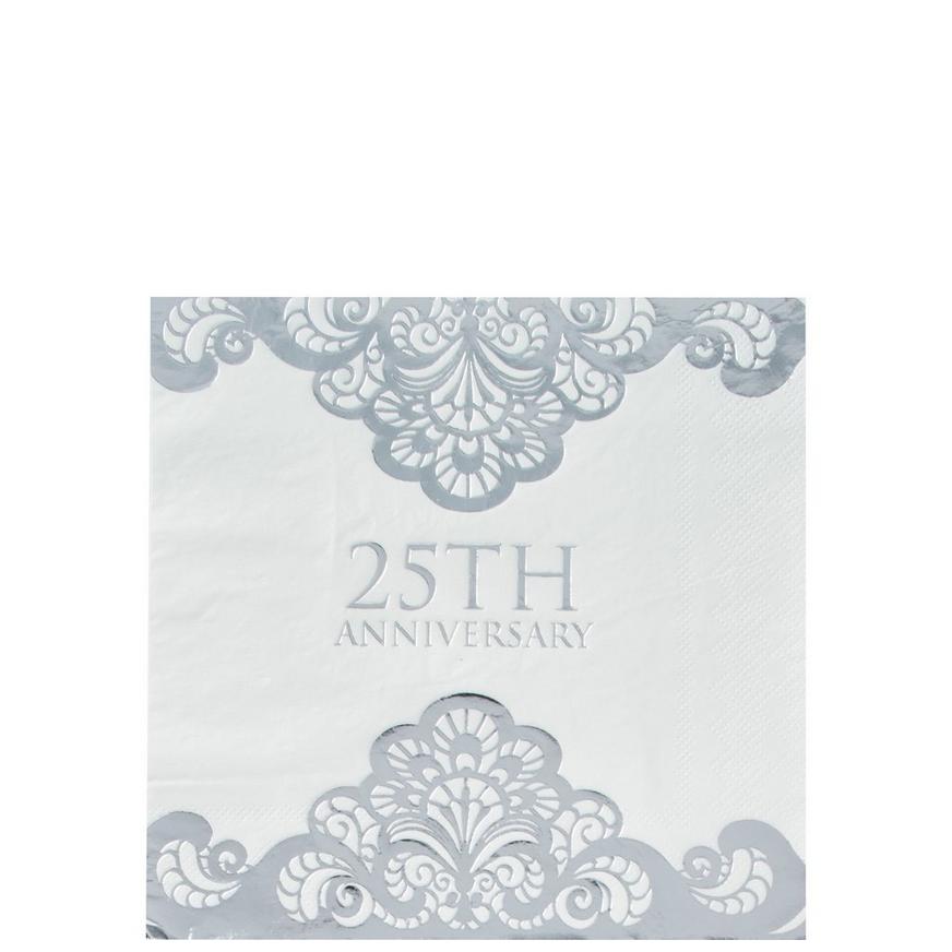 Silver 25th Wedding Anniversary Tableware Kit for 36 Guests