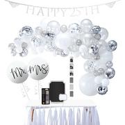 Silver 25th Wedding Anniversary Buffet Table Decorating Kit