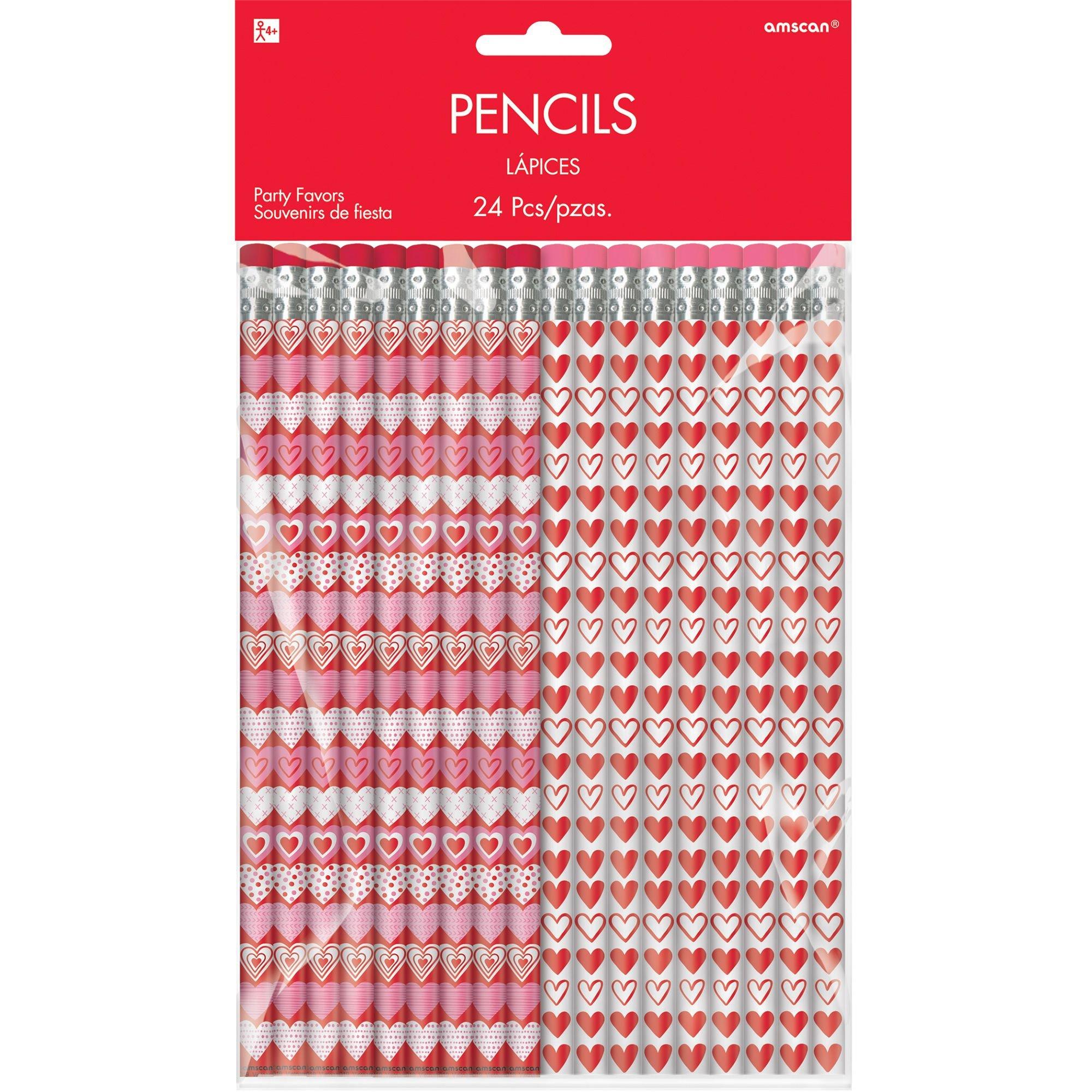 Outus 36 Pieces Valentine Pencil Set Pencil with Eraser Wood Pencil Heart  Pencil Valentine's Day Pencil Red Heart Pencil Party Supplies for Student
