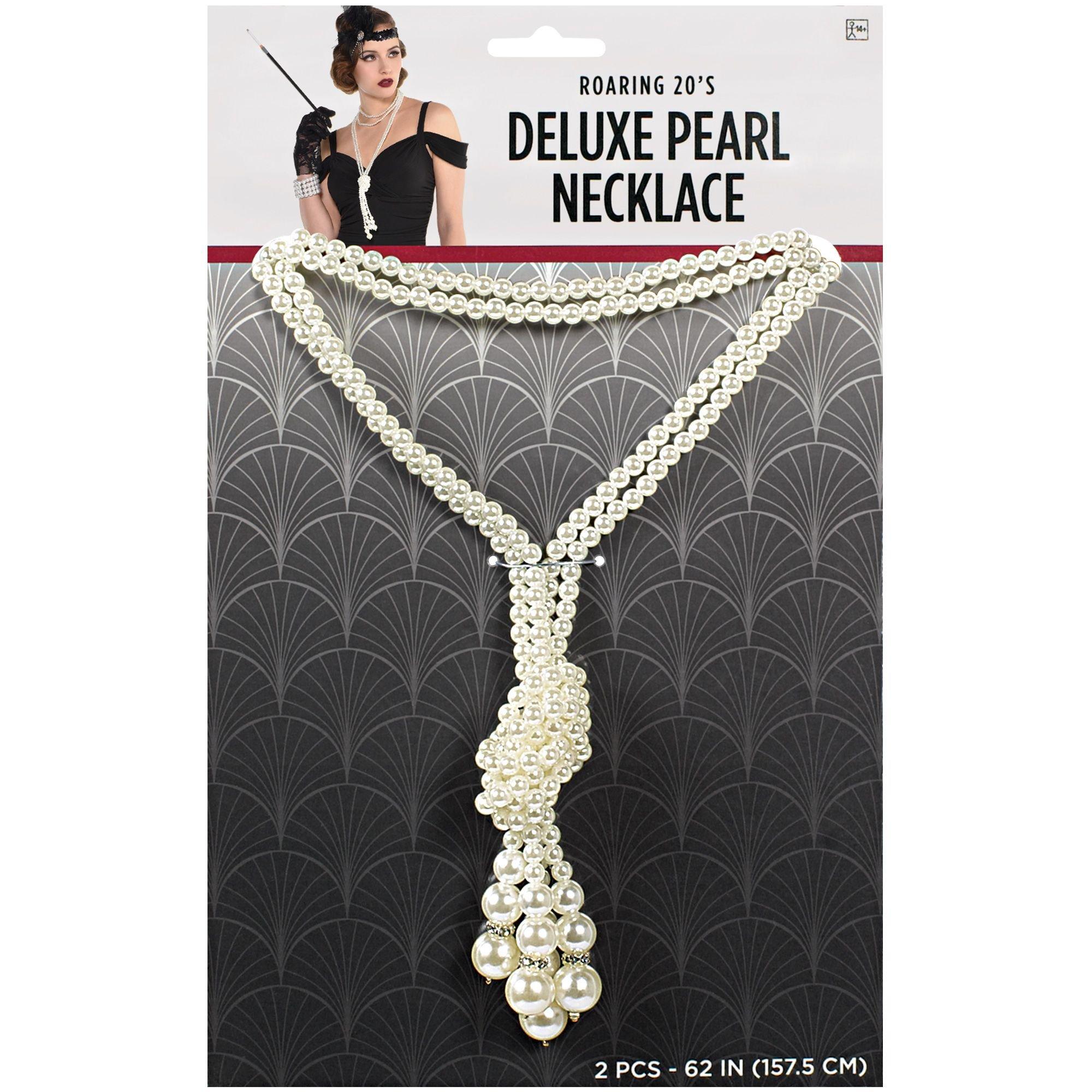 Roaring 20s Deluxe Faux Pearl Knotted Necklace, 62in