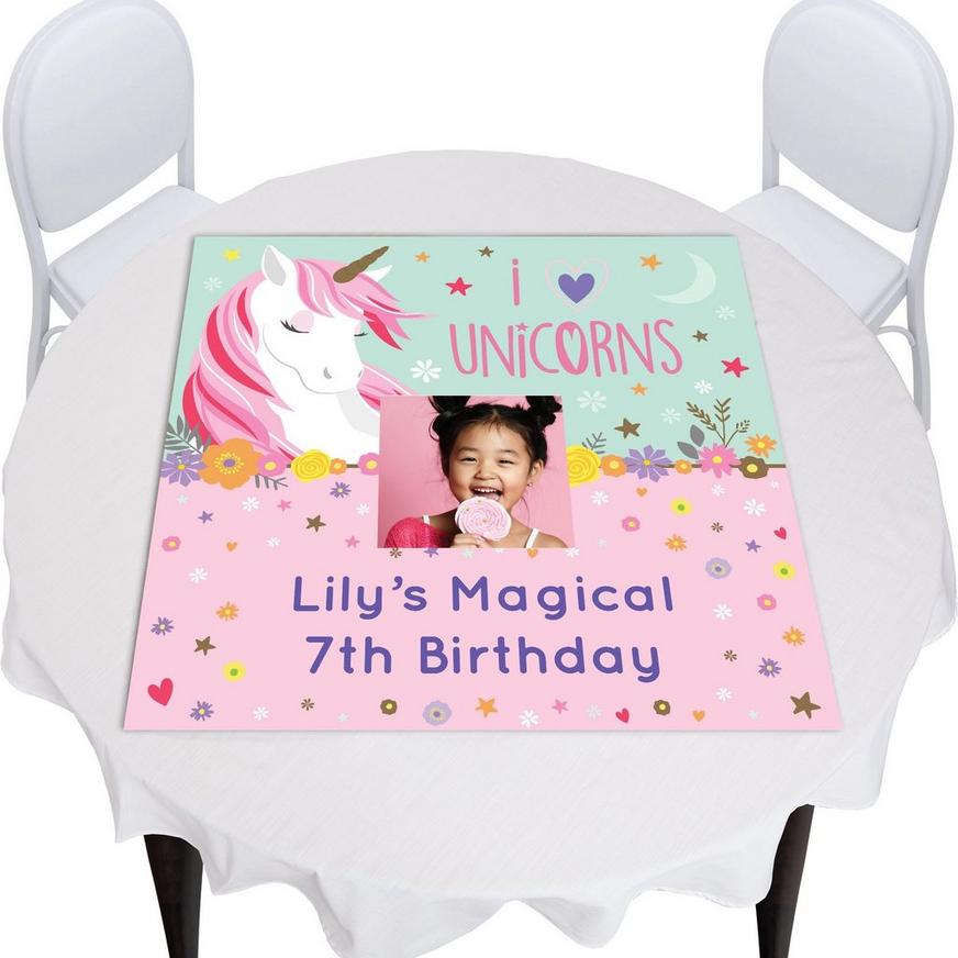 Custom Magical Unicorn Square Vinyl Photo Table Topper
