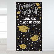 Custom Black, Gold & Silver Graduation Backdrop   