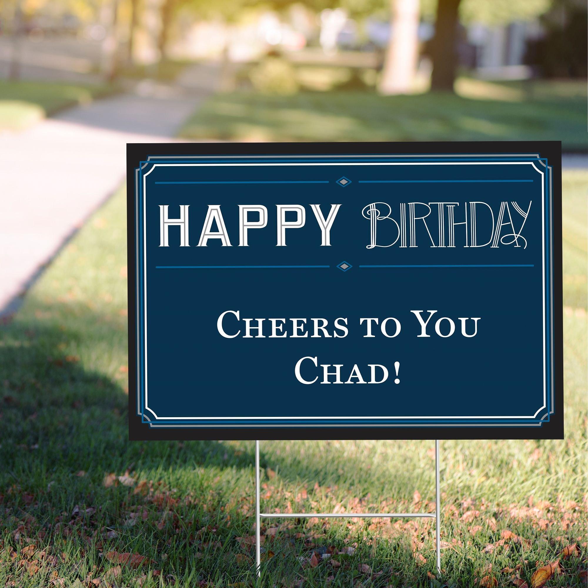 Custom Happy Birthday Classic Corrugated Plastic Yard Sign, 22in x 15in