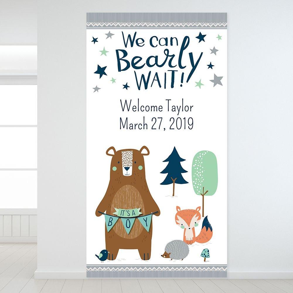 Personalized Baby Boy Bear Baby Shower Wrapping Paper - Add Any