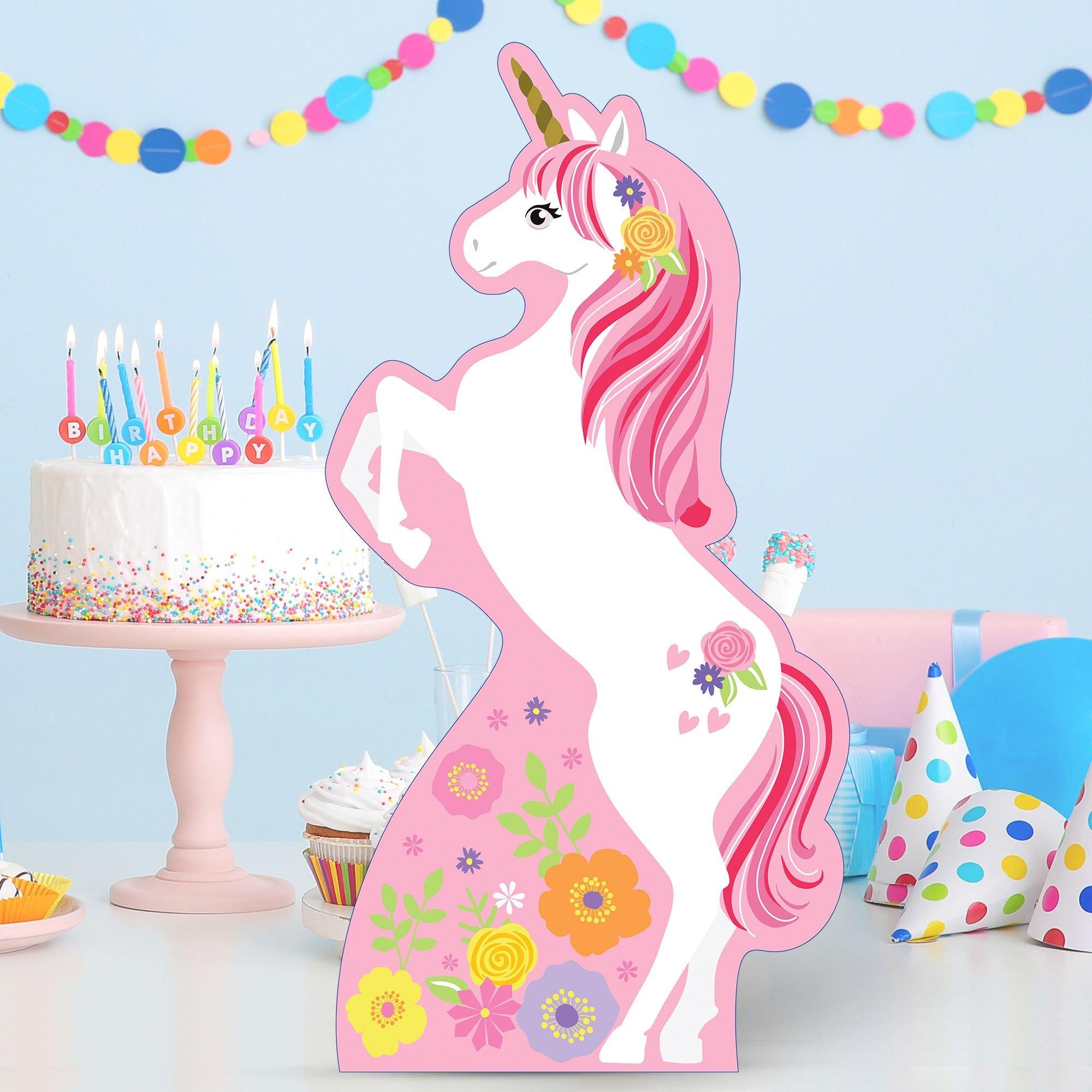Party City Magical Unicorn Centerpiece Cardboard Cutout, 18in | Party Supplies