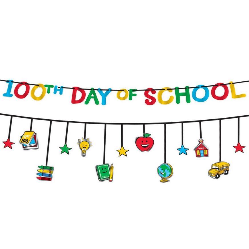 100 Days of School Multicolor Banners 2pc